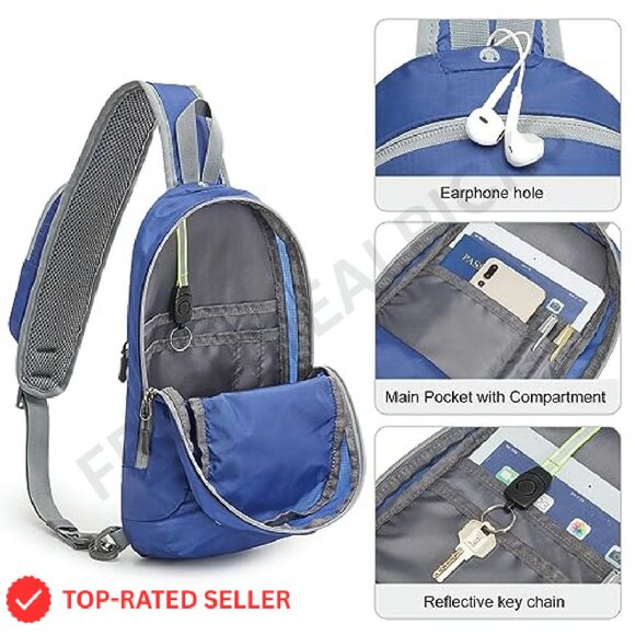 Lightweight Crossbody Sling Bag RFID Blocking Sporty Minimal Travel Backpack - Picture 4 of 7